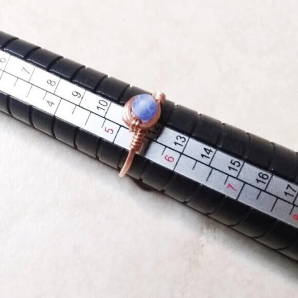 Slim! Dainty! Blue Agate Gemstone Ring + Durable Copper! Sz 5.5 - Custom Size OK